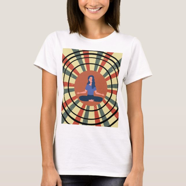 Camiseta Meditação em Círculos: Energia Calma em Dígna Retr (Frente)