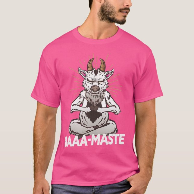 Camiseta Meditação Espiritual Baaa-Maste Goat Yoga Namaste (Frente)