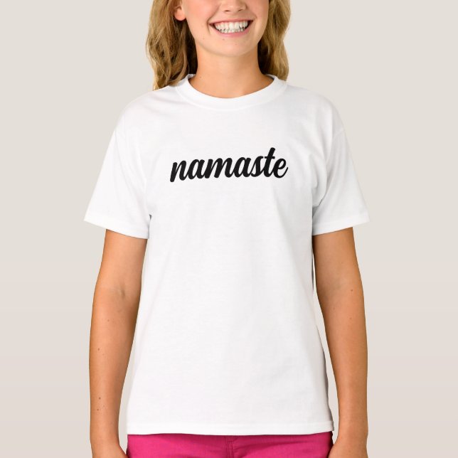 Camiseta Meditação Espiritual de Saudação de Namaste (Frente)