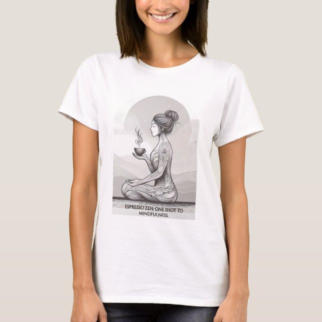 Camiseta Meditação Espresso Zen Um Atirando Buda (Frente)