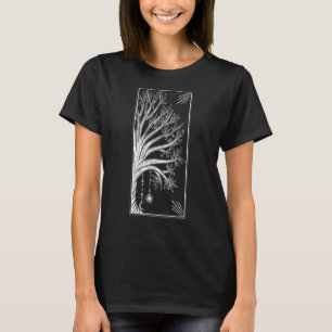 Camiseta Meditação Fractal De Yoga Em Árvore Mística