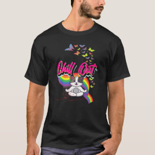 Camiseta Meditação Gráfica De Meditação De Gato Gato Gato-G
