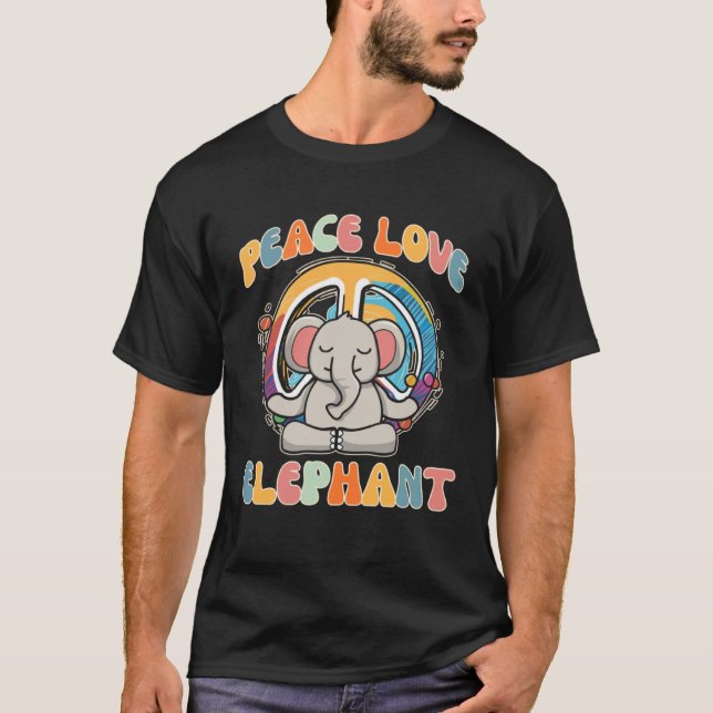 Camiseta Meditação H Do Elefante Hippie Yoga Com Paz (Frente)