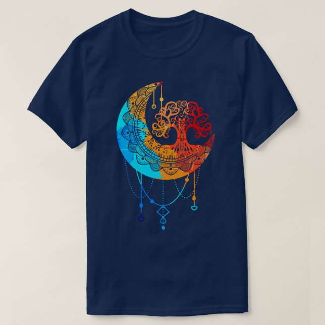 Camiseta Meditação M de Mandala Moon Chakra Yoga (Frente do Design)