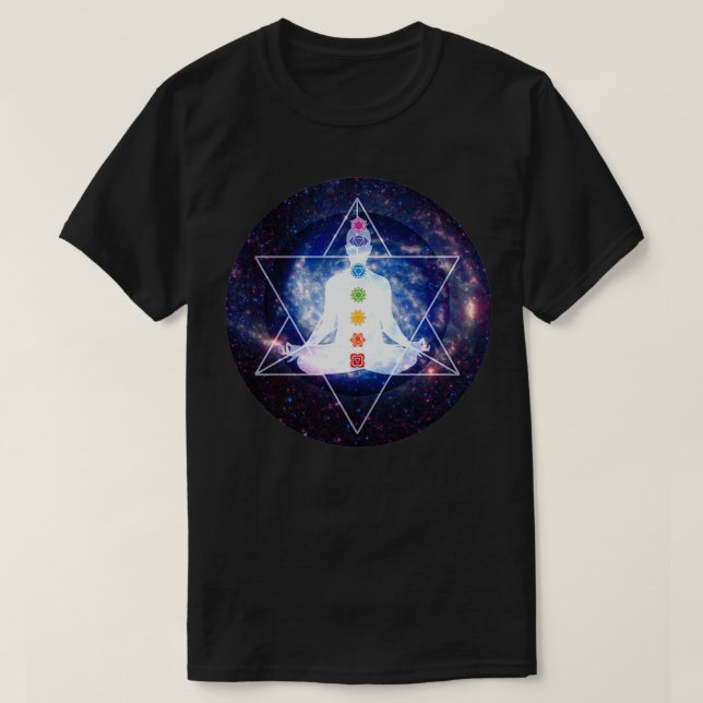 Camiseta Meditação Merkaba Lightbody Chakra (Frente do Design)