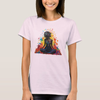 Camiseta Meditação Mulheres Arte Lotus Pose Meditando