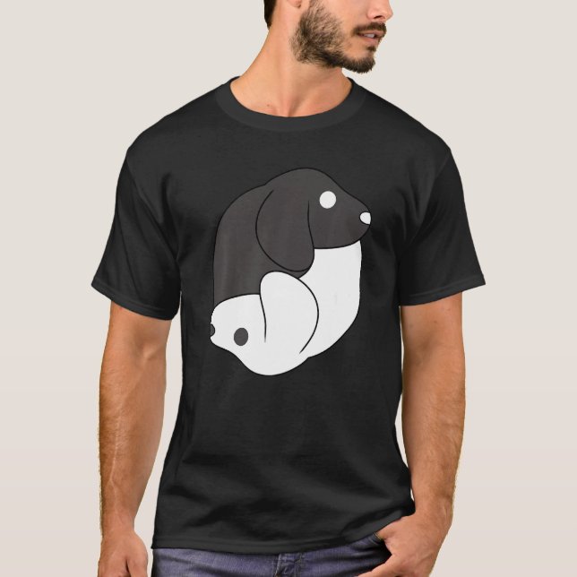 Camiseta Meditação Tema Do Cão Yin e Yang Pose Do Cão Acro  (Frente)