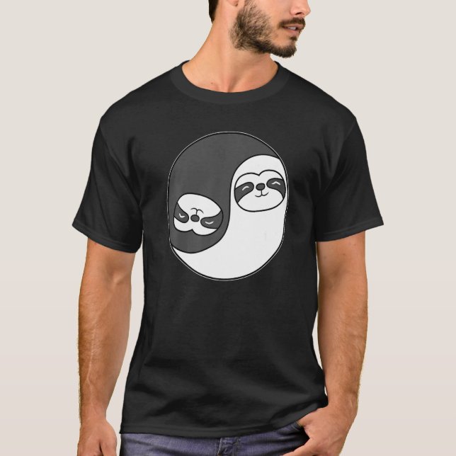 Camiseta Meditação Yin e Yang Sloth Predator Acro Hatha (Frente)