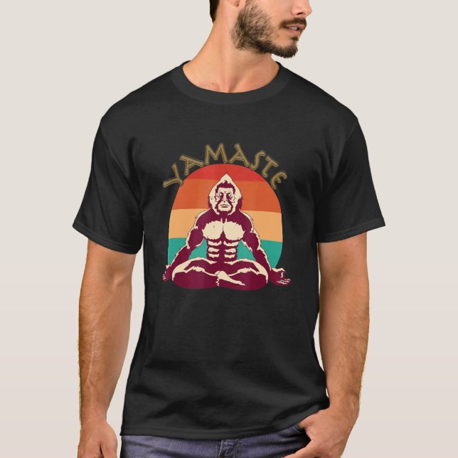 Camiseta Meditação Yoga Engraçada Yeti Yamaste Para Yogis (Frente)