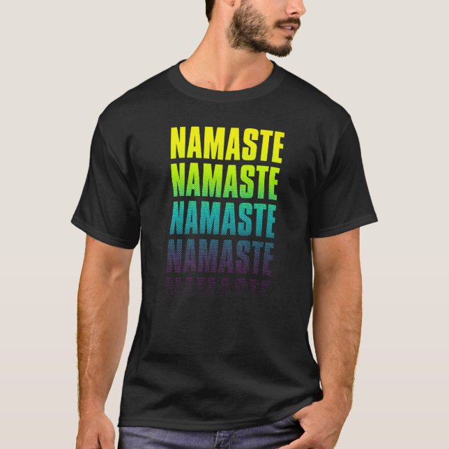 Camiseta Meditação Yoga Zen Namaste Gráfico de Meio-Tons Fa (Frente)