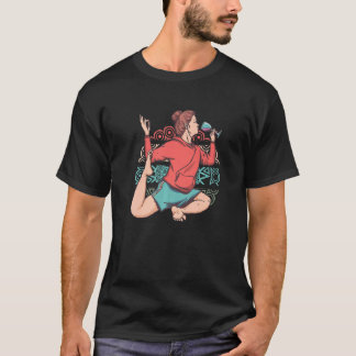 Camiseta Meditação Zen Yoga Eka Pada Rajakapotasana Vinho O