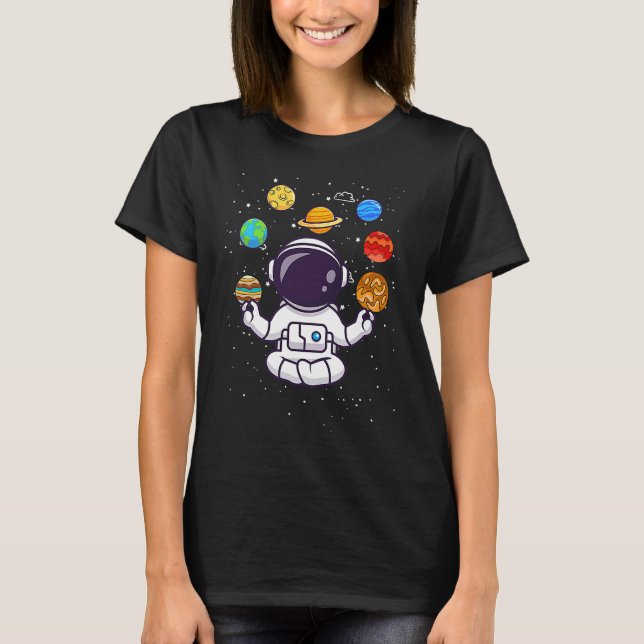 Camiseta Meditating Astronau Astronomy Space Solar System Y (Frente)