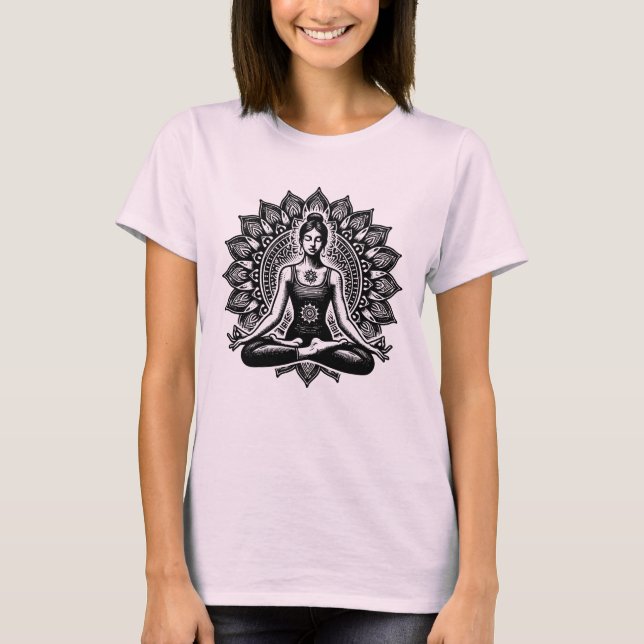 Camiseta Meditating Girl Yoga Pose Spiritual Wellness Calm  (Frente)