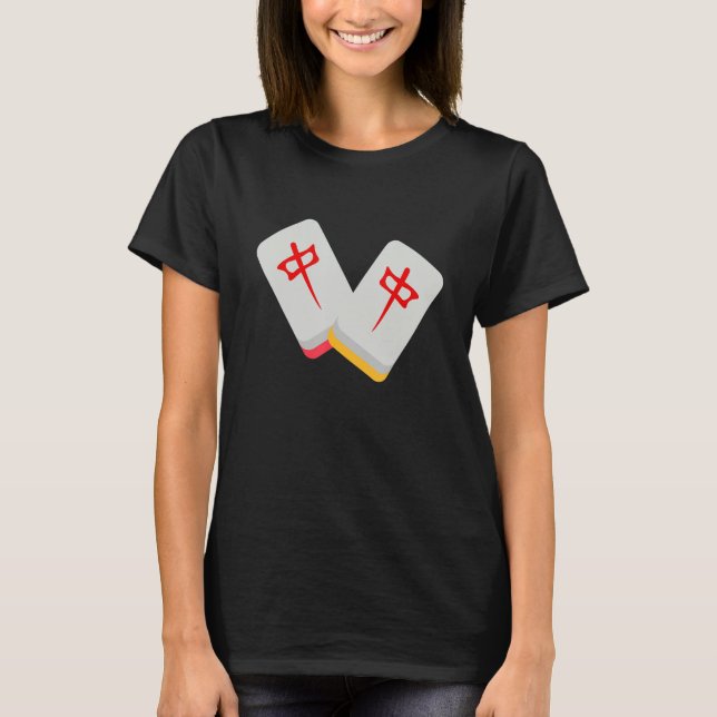 Camiseta Medium Mahjong - Azulejo Engraçado Mídia De Roupas (Frente)