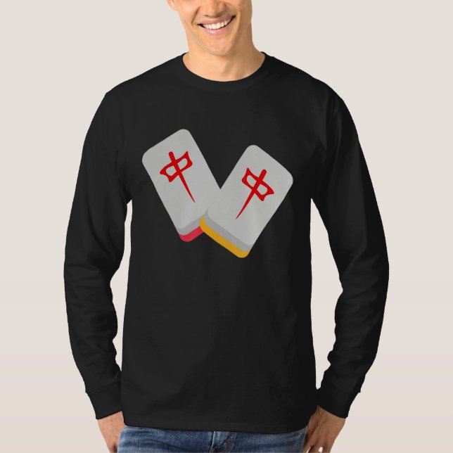 Camiseta Medium Mahjong - Azulejo Engraçado Mídia De Roupas (Frente)