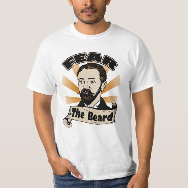 Camiseta Medo da barba, bigode engraçado (Frente)