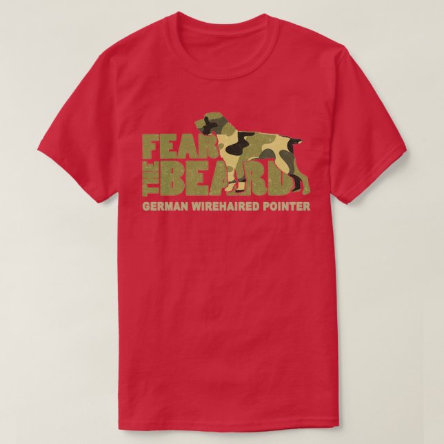 Camiseta medo da barba camo german wirehaired hunter (Frente do Design)