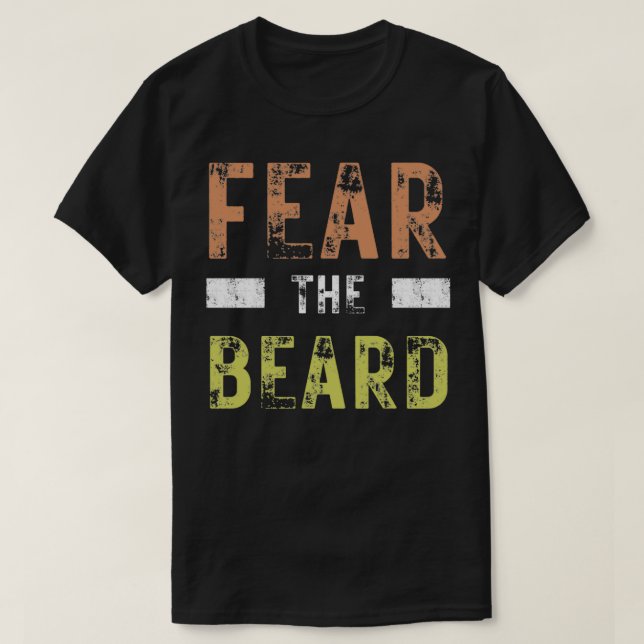 Camiseta Medo da barba design angustiada para homens barbud (Frente do Design)