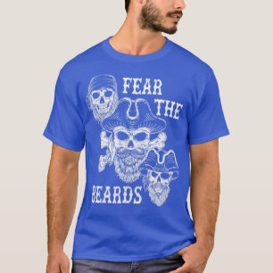 Camiseta Medo das Barbas Engraçadas Pirata Skulls Buccaneer