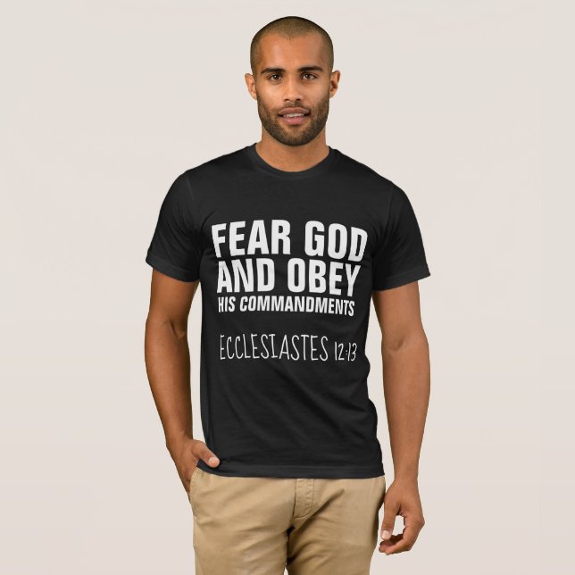 Camiseta MEDO DE DEUS E OBEDEÇA SEUS COMANDOS, Christian (Frente Completa)