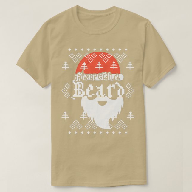 Camiseta Medo do urso Papai Noel Barba Piada de Natal 1 (Frente do Design)