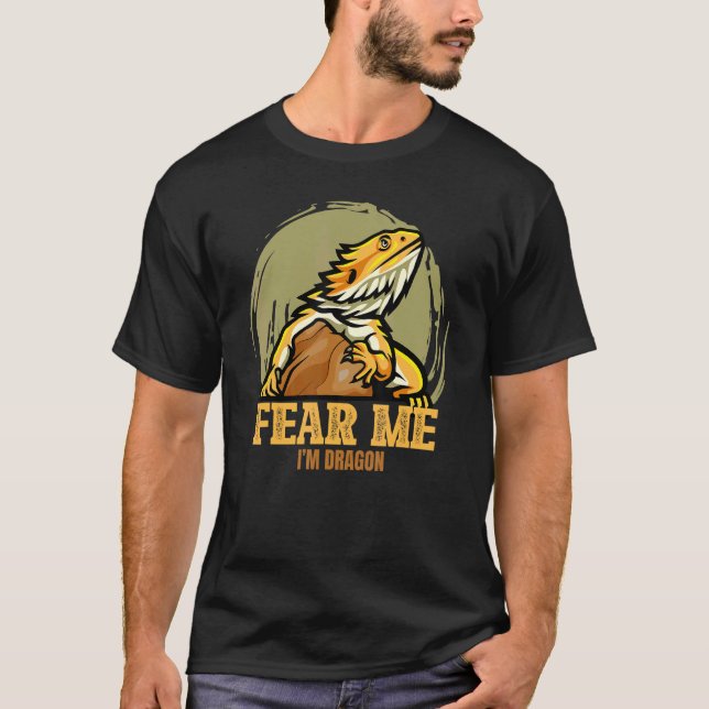 Camiseta Medo-me Eu sou Dragão Réptil Animal Graphic (Frente)