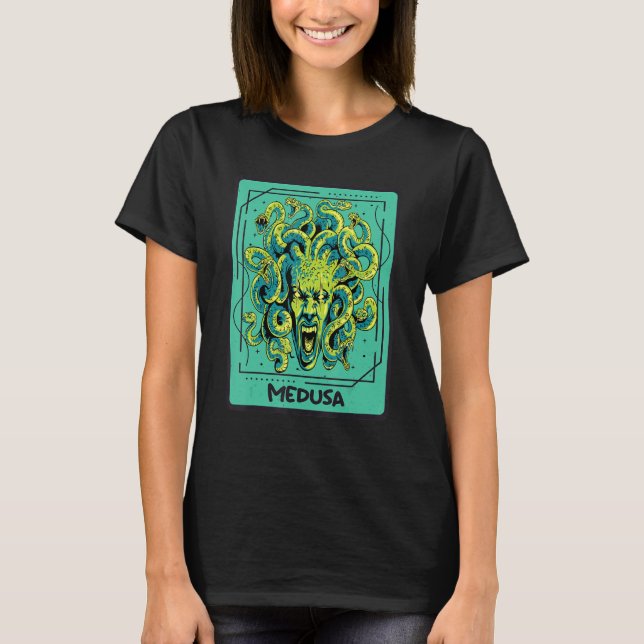 Camiseta Medusa Cartão Tarot Grego Antigo Ca Místico Grego (Frente)