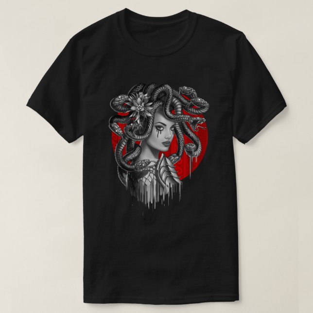 Camiseta MEDUSA - Cobra da Tatuagem de Mito Grego (Frente do Design)
