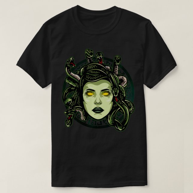 Camiseta Medusa Deuses e Monstros Antigos da mitologia Greg (Frente do Design)