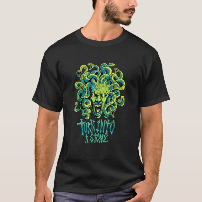 Camiseta Medusa Greek Mythology Monster Snake Head Turn Int (Frente)