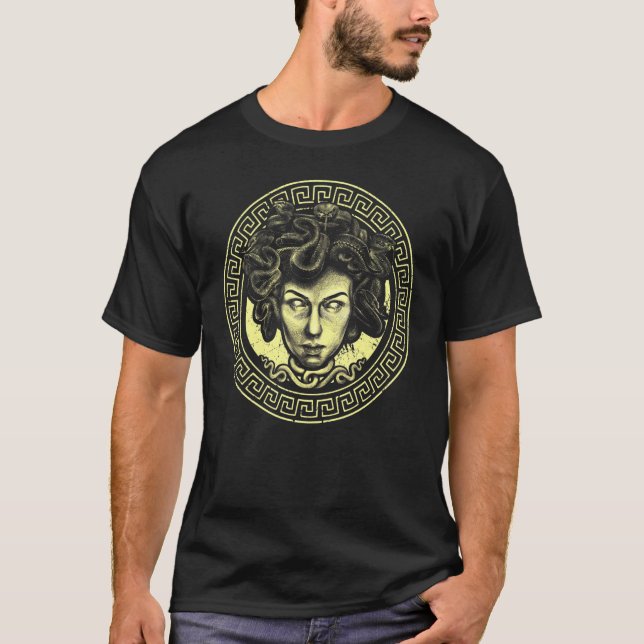 Camiseta Medusa Head Face Greek Mythology Snake Goddess Myt (Frente)