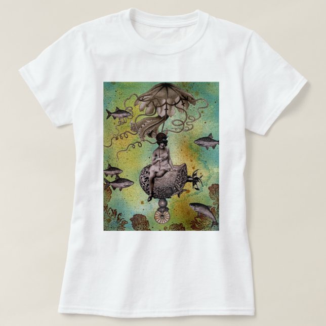 Camiseta Medusa submarinas de Steampunk (Frente do Design)