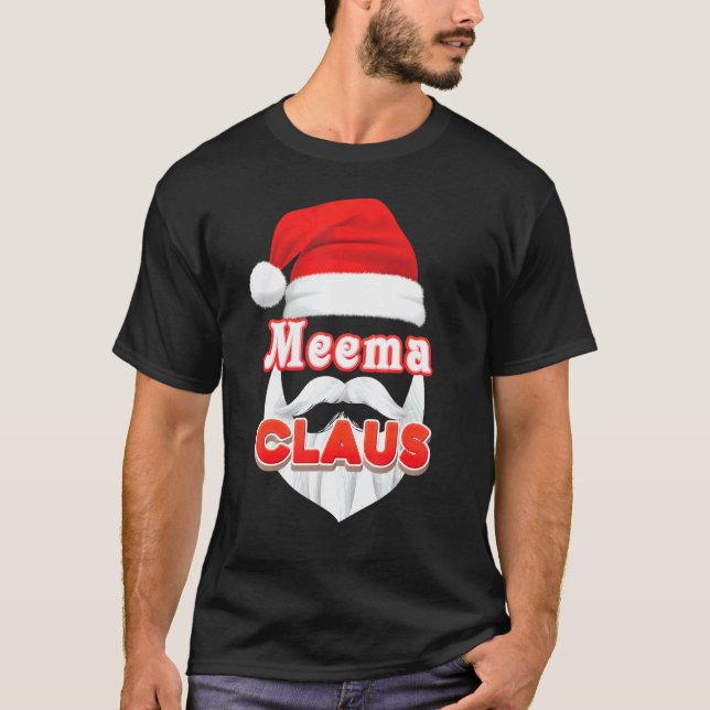 Camiseta Meema Claus Papais noeis de Natal Enfrentam Feliz  (Frente)