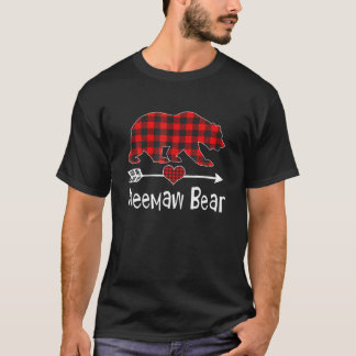 Camiseta Meemaw Bear Christmas Pajama Red Xadrez Buffalo