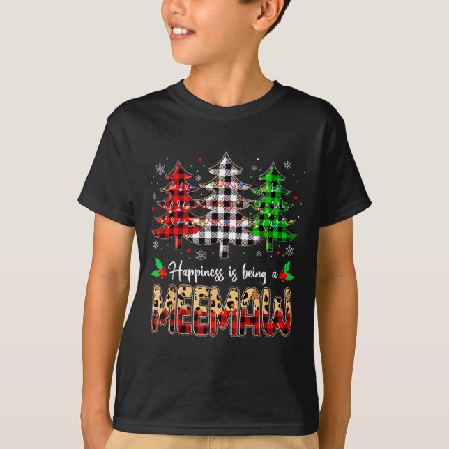 Camiseta Meemaw Christmas Tree Xmas Buffalo Plaid Red White (Frente)