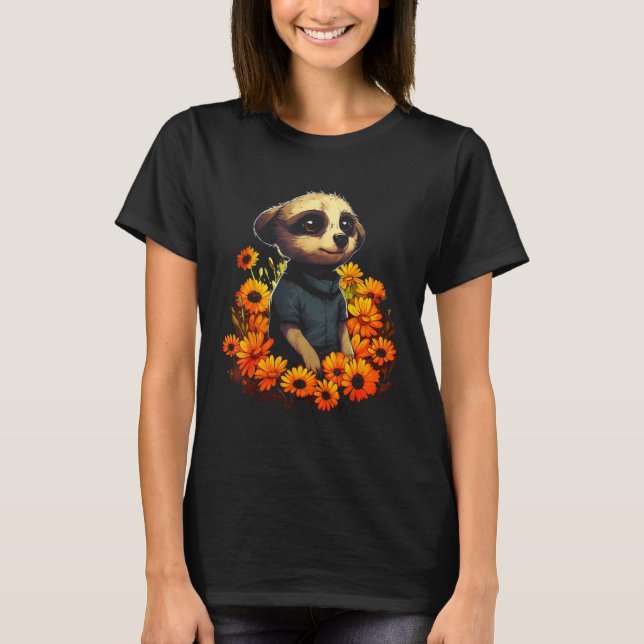 Camiseta Meerkat Animal Flowers Motif Meerkat (Frente)