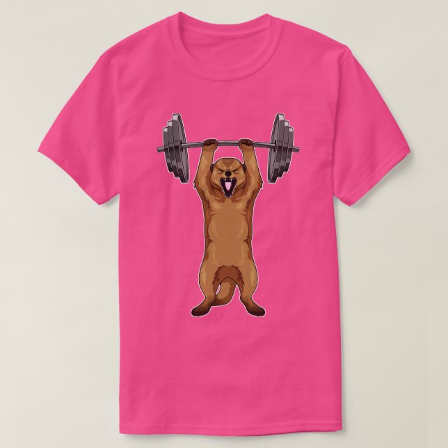 Camiseta Meerkat Bodybuilding Barbell (Frente do Design)