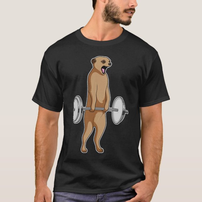 Camiseta Meerkat Bodybuilding Dumbbells (Frente)