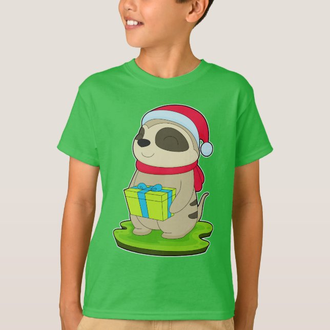 Camiseta Meerkat Christmas Santa hat (Frente)