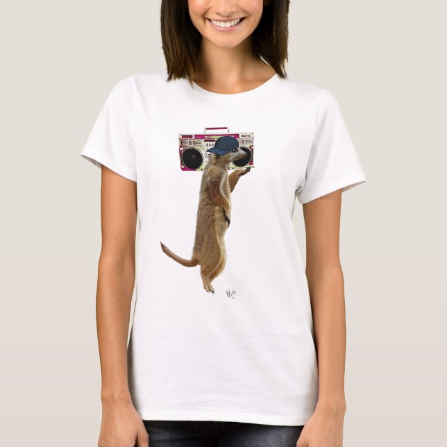 Camiseta Meerkat com Boom Box e Blaster 2 (Frente)