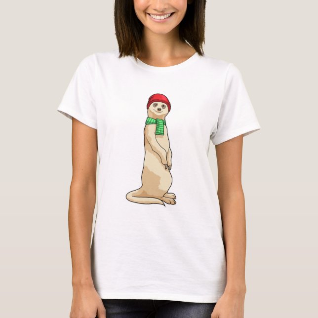 Camiseta Meerkat com o Chapéu e o Scarf (Frente)