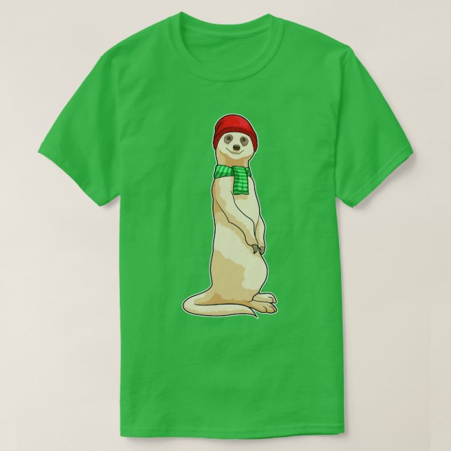 Camiseta Meerkat com o Chapéu e o Scarf (Frente do Design)
