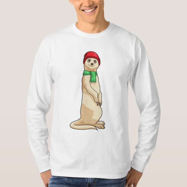 Camiseta Meerkat com o Chapéu e o Scarf (Frente)