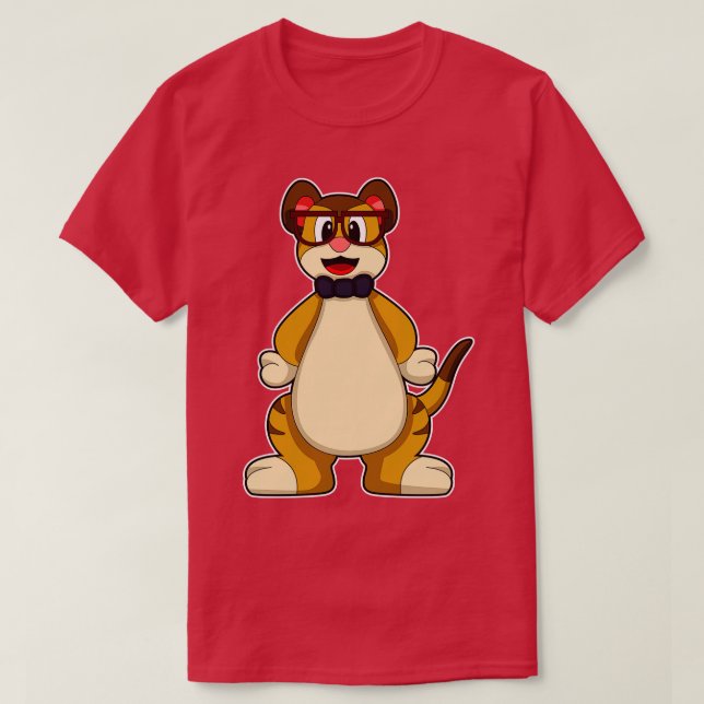 Camiseta Meerkat com óculos de empate (Frente do Design)
