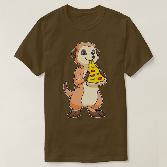 Camiseta Meerkat com pizza (Frente do Design)