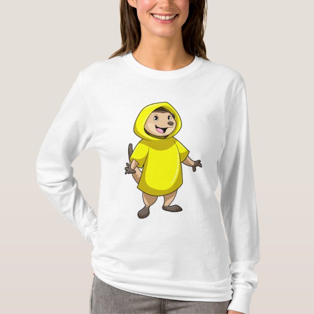 Camiseta Meerkat com Raincoat (Frente)