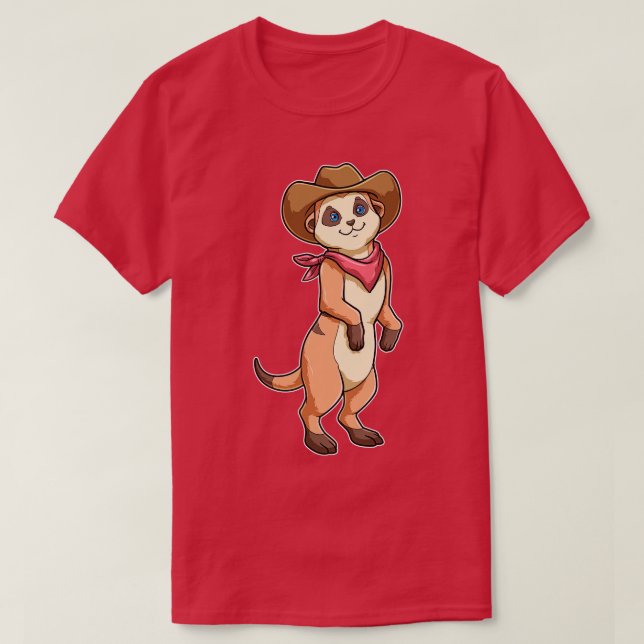 Camiseta Meerkat como Cowboy com Scarf (Frente do Design)
