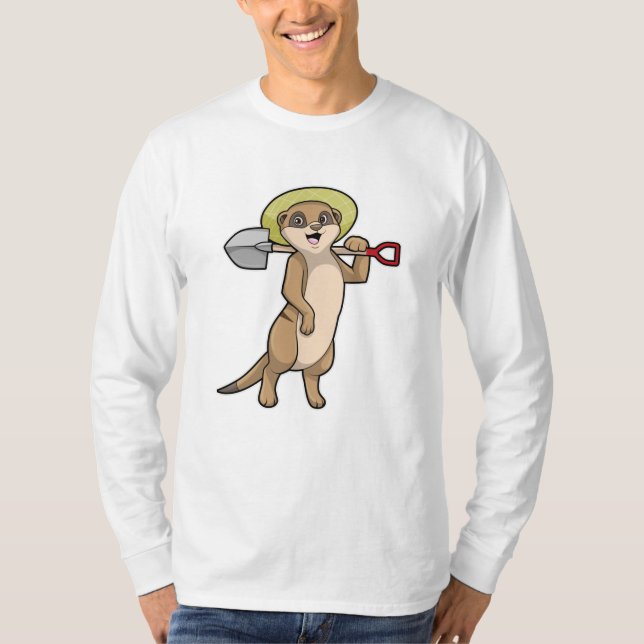 Camiseta Meerkat como fazendeiro com pá (Frente)