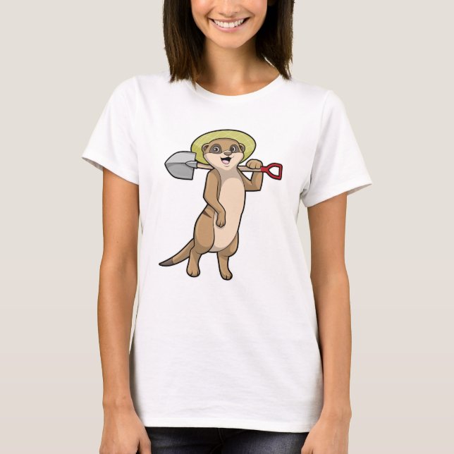Camiseta Meerkat como fazendeiro com pá (Frente)