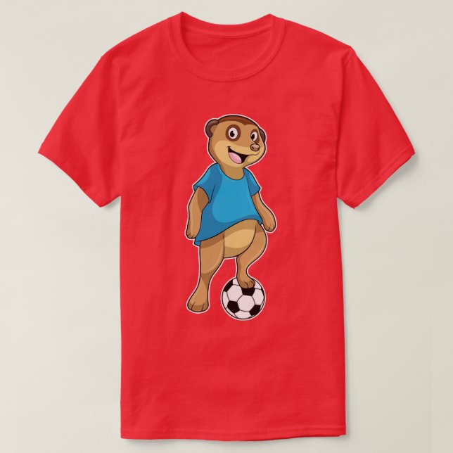 Camiseta Meerkat como jogador com futebol (Frente do Design)